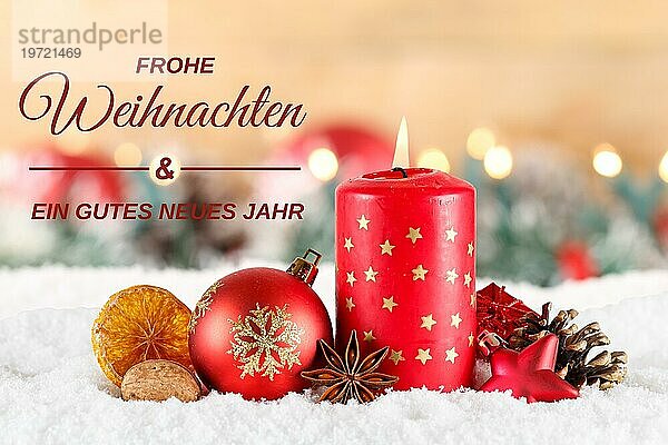 Weihnachtskarte Karte mit Kerze Frohe Weihnachten Dekoration Weihnachtsdekoration zur Adventszeit in Stuttgart  Deutschland  Europa