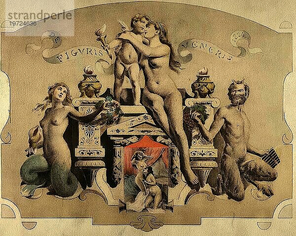 Erotische Illustration von Edouard-Henri Avril (21. Mai 1849 bis 1928)  ein französischer Maler und Grafiker  unter dem Namen Paul Avril wurde er als Illustrator erotischer bis pornografischer Romane bekannt  Historisch  digital restaurierte Reproduktion von einer Vorlage aus dem 19. Jahrhundert