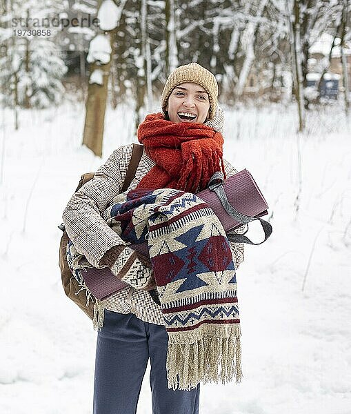 Frau mit Rucksack Porträt