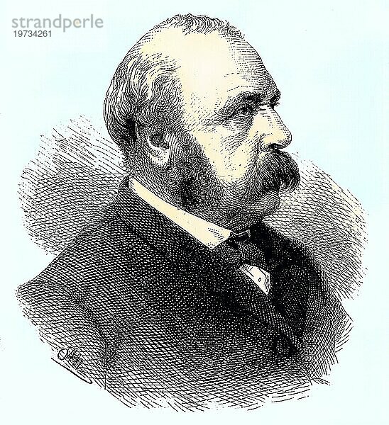 Alexandre Auguste Ledru-Rollin  Paris  2. Februar 1807 31. Dezember 1874 in Fontenay-aux-roses  war ein französischer Politiker und bekleidete das Amt des Innenministers vom 24. Februar bis 11. Mai 1848  Frankreich  Reproduktion eines Bildes  Holzschnitt aus dem Jahr 1881  digitalrestauriert  Historisch  2 February 1807 December 31  1874 in Fontenay-aux-roses  was a French politician  and held the Office of Minister of the Interior from February 24 until May 11  1848  Europa