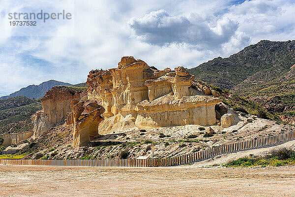 Die verzauberte Stadt Bolnuevo erodierte Sandsteinformationen  Murcia  Spanien  Europa
