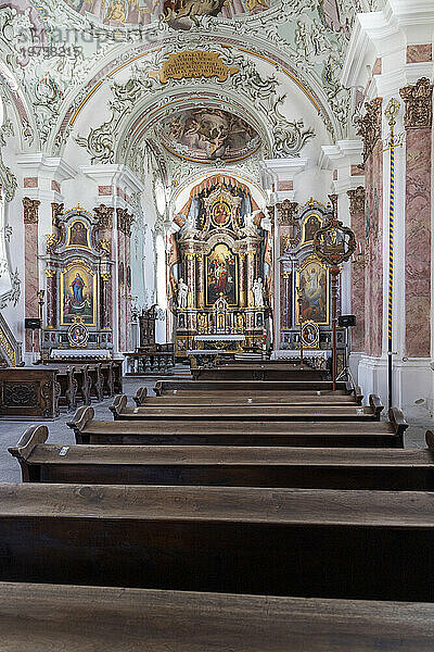 Innenraum  Kirche St. Michael  Innichen  Hochpustertal  Bezirk Bozen  Südtirol (Südtirol)  Italien  Europa