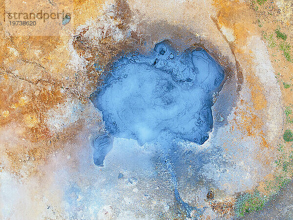 Aerial abstract view of the geothermal area near to Icleandic southern coast  Iceland  Polar Regions