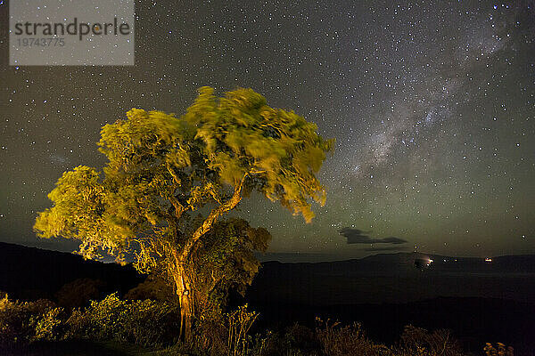 Atemberaubende Schönheit der Milchstraße über dem Ngorongoro-Krater in Tansania; Tansania