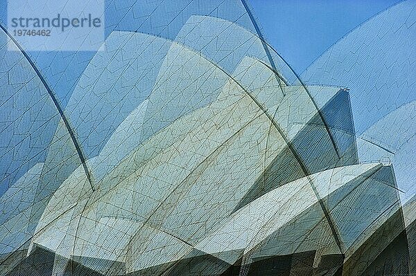 Opernhaus  Mehrfachbelichtung  Kunst  Detail  Dachkonstruktion  Architektur  Design  berühmt  Wahrzeichen  Sydney  Australien  Ozeanien