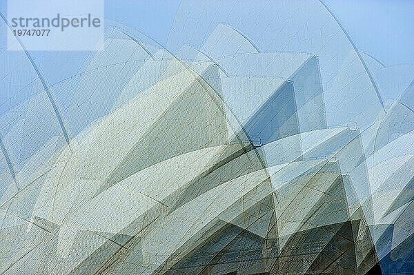 Opernhaus  Mehrfachbelichtung  Kunst  Detail  Dachkonstruktion  Architektur  Design  berühmt  Wahrzeichen  Sydney  Australien  Ozeanien