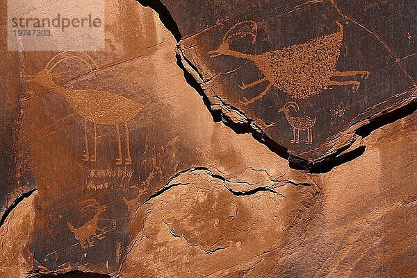 Petroglyphen-Indianische Steinritzzeichnung  Felszeichnung  Indianer  Indigene  historisch