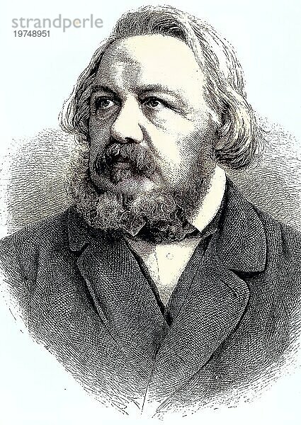 Hermann Ferdinand Freiligrath  1810  1876  ein deutscher Lyriker  Dichter und uebersetzer  Historisch  digital restaurierte Reproduktion von einer Vorlage aus dem 19. Jahrhundert  koloriert  a German lyricist  poet and translator  Historical  digitally restored reproduction from a 19th century original  coloured