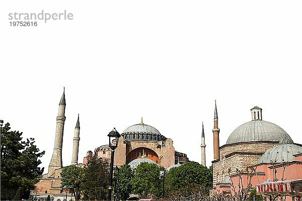 Moschee vor weißem Hintergrund. Islamischer Hintergrund. Moschee in Istanbul