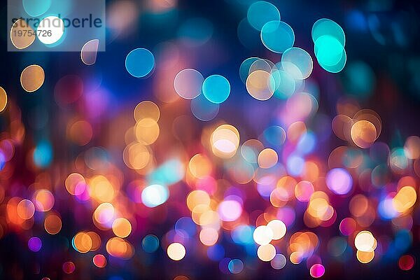 Eine abstrakte und bunte defokussiert unscharf Bokeh Hintergrund mit hellen Lichtern und festliche Dekoration. Perfekt für Urlaub und Party Themen Projekte