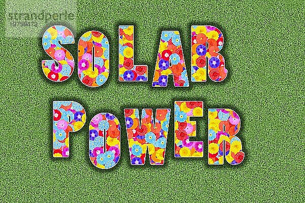 Solarkraft auf englisch Solar Power als Symbol für saubere erneuerbare Energie  Sonnenenergie