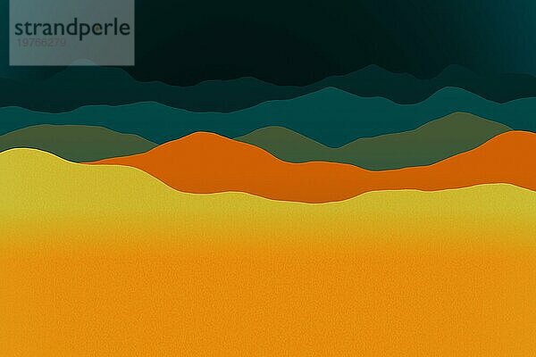 Berglandschaft Illustration  Silhouette Hügel Umgebung bei Sonnenuntergang