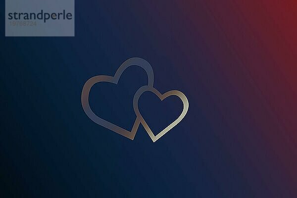 Zwei verbundene Herzen. Verbundene rote Herzen mit trendigen Hintergrund. Valentinstag  Liebe  Ehe Konzept