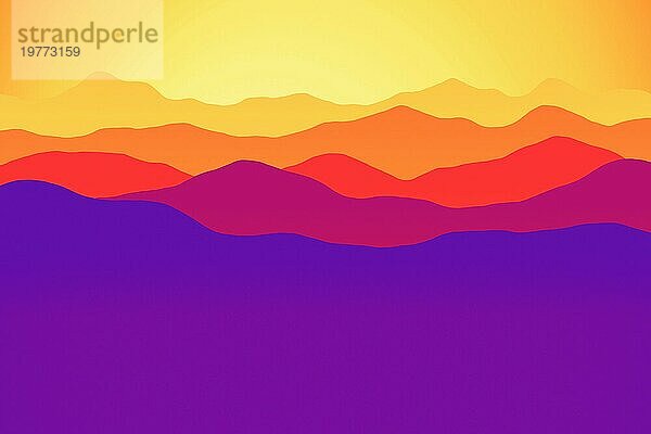 Berglandschaft Illustration  Silhouette Hügel Umgebung bei Sonnenuntergang