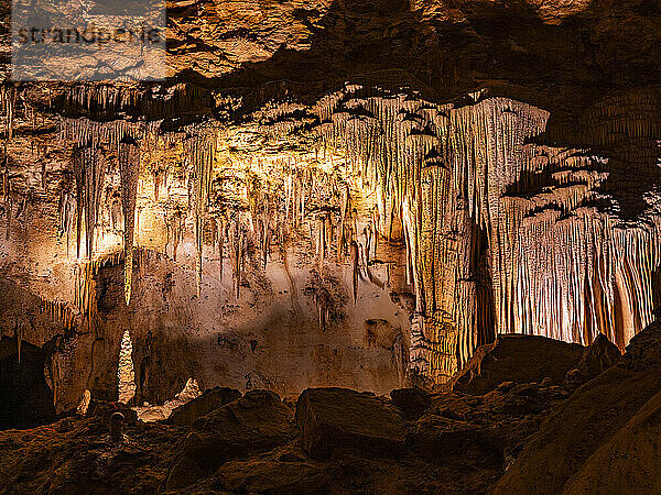 Eisscholle in der Haupthöhle im Carlsbad Caverns National Park  UNESCO-Weltkulturerbe  in den Guadalupe Mountains  New Mexico  Vereinigte Staaten von Amerika  Nordamerika