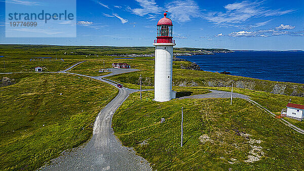 Luftaufnahme des Leuchtturms Cape Race  Mistaken Point  UNESCO-Weltkulturerbe  Halbinsel Avalon  Neufundland  Kanada  Nordamerika