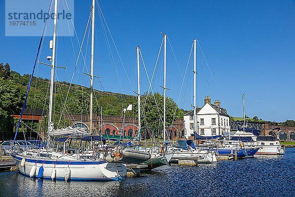 Bowling-Hafen  Lower Basin  Forth and Clyde Canal  Bowling  West Dunbartonshire  Schottland  Vereinigtes Königreich  Europa