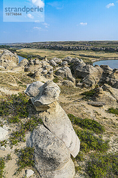 Hoodoos entlang des Milk River  Writing-on-Stone Provincial Park  UNESCO-Weltkulturerbe  Alberta  Kanada  Nordamerika