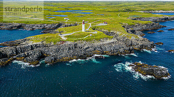 Luftaufnahme des Leuchtturms Cape Race  Mistaken Point  UNESCO-Weltkulturerbe  Halbinsel Avalon  Neufundland  Kanada  Nordamerika