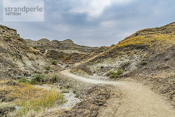 Erodierte Landschaft im Dinosaur Provincial Park  UNESCO-Weltkulturerbe  Alberta  Kanada  Nordamerika