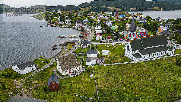 Luftaufnahme der historischen Stadt Trinity  Halbinsel Bonavista  Neufundland  Kanada  Nordamerika