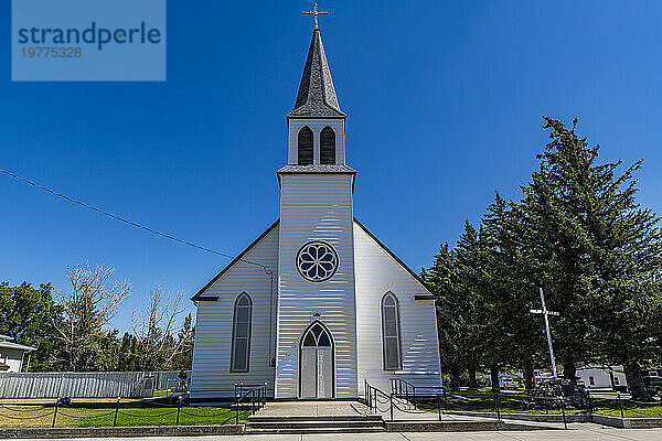 Alte Kirche in Fort Macleod in der Nähe der UNESCO-Stätte Head Smashed in Buffalo Jump  Alberta  Kanada  Nordamerika