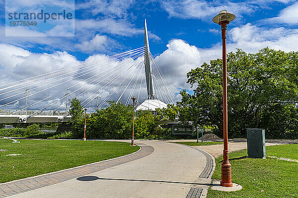 Esplanade Riel Footbridge  Peace Park  Winnipeg  Manitoba  Canada  North America