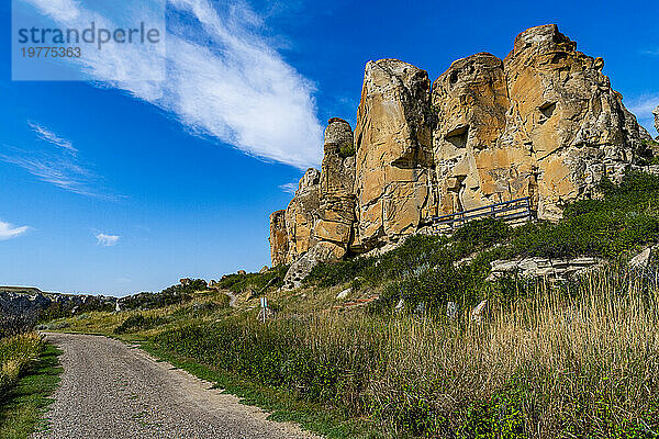 Hoodoos entlang des Milk River  Writing-on-Stone Provincial Park  UNESCO-Weltkulturerbe  Alberta  Kanada  Nordamerika