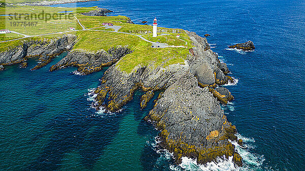 Luftaufnahme des Leuchtturms Cape Race  Mistaken Point  UNESCO-Weltkulturerbe  Halbinsel Avalon  Neufundland  Kanada  Nordamerika