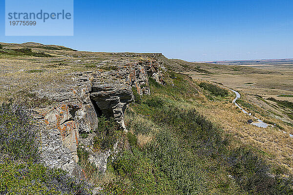 Cliff of the Head zertrümmert beim Buffalo Jump  UNESCO-Weltkulturerbe  Alberta  Kanada  Nordamerika