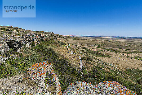 Cliff of the Head zertrümmert beim Buffalo Jump  UNESCO-Weltkulturerbe  Alberta  Kanada  Nordamerika