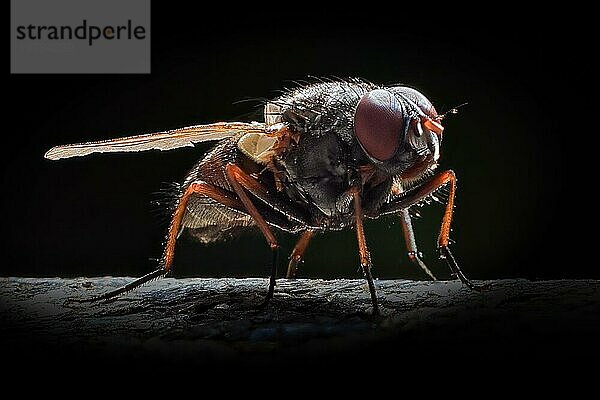 Fliege (Brachycera)  Nahaufnahme  Makrofotografie  Gegenlicht  Lebensraum  Makro  Makroansicht  Makroaufnahme Makrobild  Makrofoto