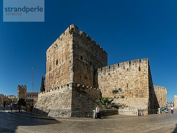 Ein Panoramabild des Davidsturms (Jerusalem)