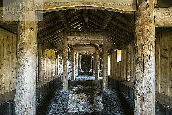 Nachbildung eines Langhauses der nordischen Wikinger in Brookpoint  Unst  Shetlandinseln  Schottland  UK