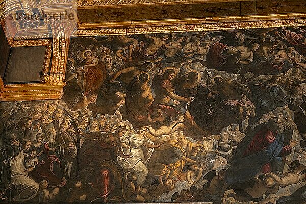 Paradiso von Jacopo Tintoretto  Detail des Gemälde im Sala Del Maggior Consiglio  Innenaufnahme  Dogenpalast  Palazzo Ducale  Venedig  Venetien  Italien  Europa