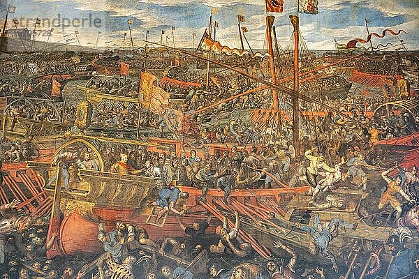 Schlachtgemälde mit Schiffen  Innenaufnahme  Dogenpalast  Palazzo Ducale  Venedig  Venetien  Italien  Europa
