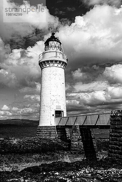 Rubha nan Gall in schwarzweiß Tobermory Leuchtturm  Tobermory  Isle of Mull  Schottland  UK