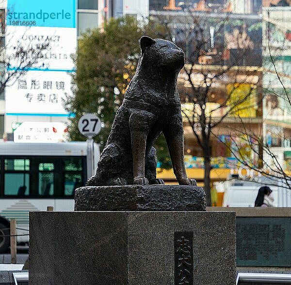 Ein Bild der Hachiko Gedenkstatue in Shibuya (Tokio)