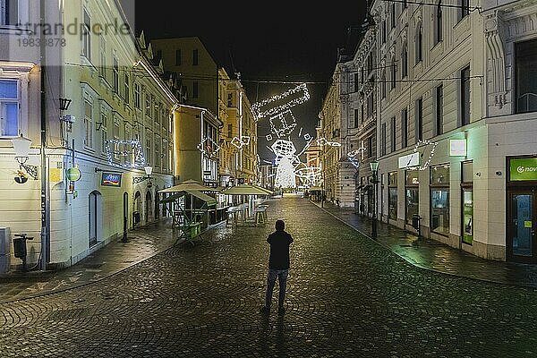City view at night in Ljubljana  05.12.2023