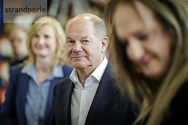 Olaf Scholz  Federal Chancellor  SPD  recorded during a visit to the company Me Energy in Wildau  8 August 2023