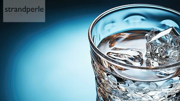 Eine Nahaufnahme eines Glases mit Wasser und Eiswürfeln  die ein Gefühl von Erfrischung und Einfachheit vermittelt  das Ai erzeugt hat