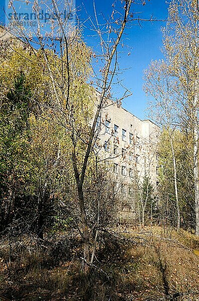 Berühmter gefährlicher Ort Krankenhaus in einer verlassenen verseuchten Stadt in Tschernobyl Ukraine