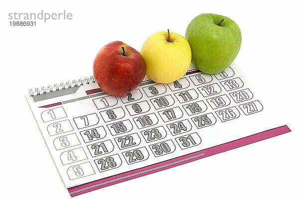 Apfelkalender mit drei Farben