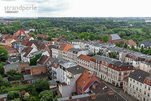 Blick aus der Vogelperspektive auf die Hansestadt Wismar  Deutschland  Europa