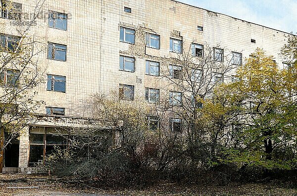 Berühmter gefährlicher Ort Krankenhaus in einer verlassenen verseuchten Stadt in Tschernobyl Ukraine