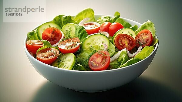 Geschnittene Tomate auf grünem Salat. Selektiver Fokus AI erzeugt  KI generiert