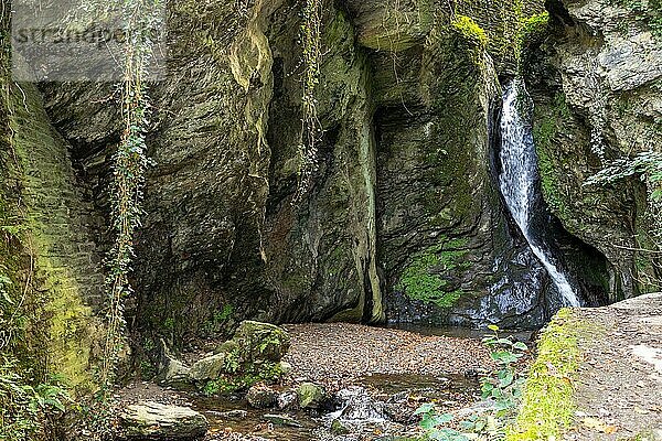 Landschaft um den Wasserfall und den Tiefenbach bei Bernkastel Kues an der Mosel im Herbst