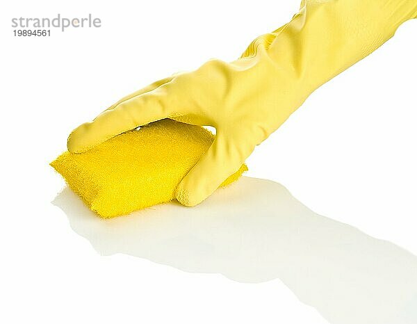 Gelber Schwamm mit Hand