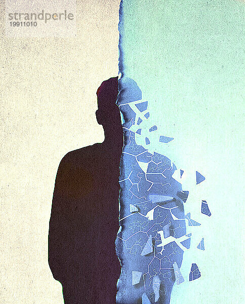 Illustration der Silhouette eines zerfallenden Menschen
