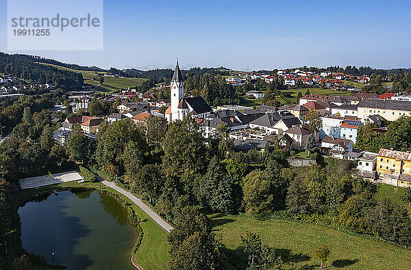 Austria  Upper Austria  Bad Zell  Drone view of rural town